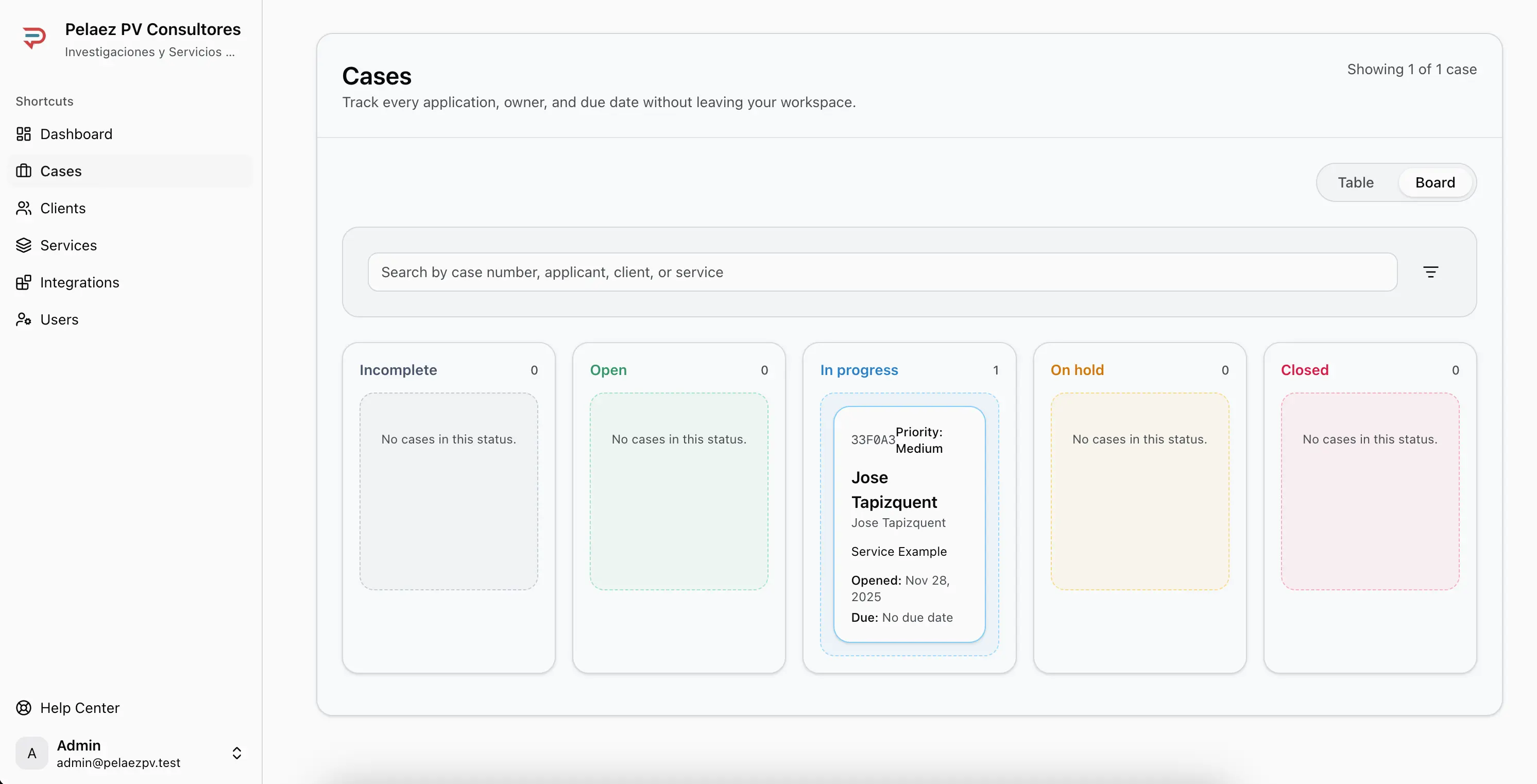 Cases Board (Kanban) View