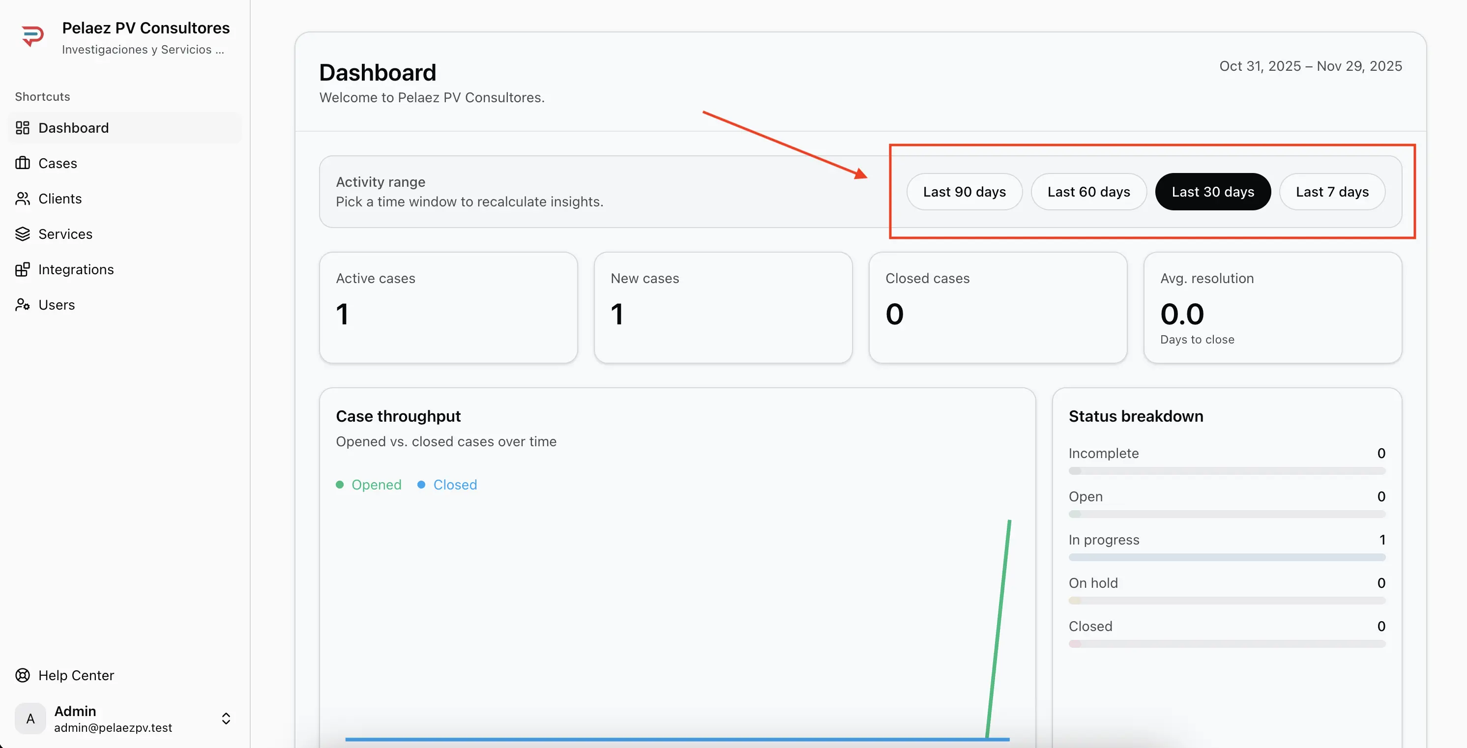 Date filter dropdown