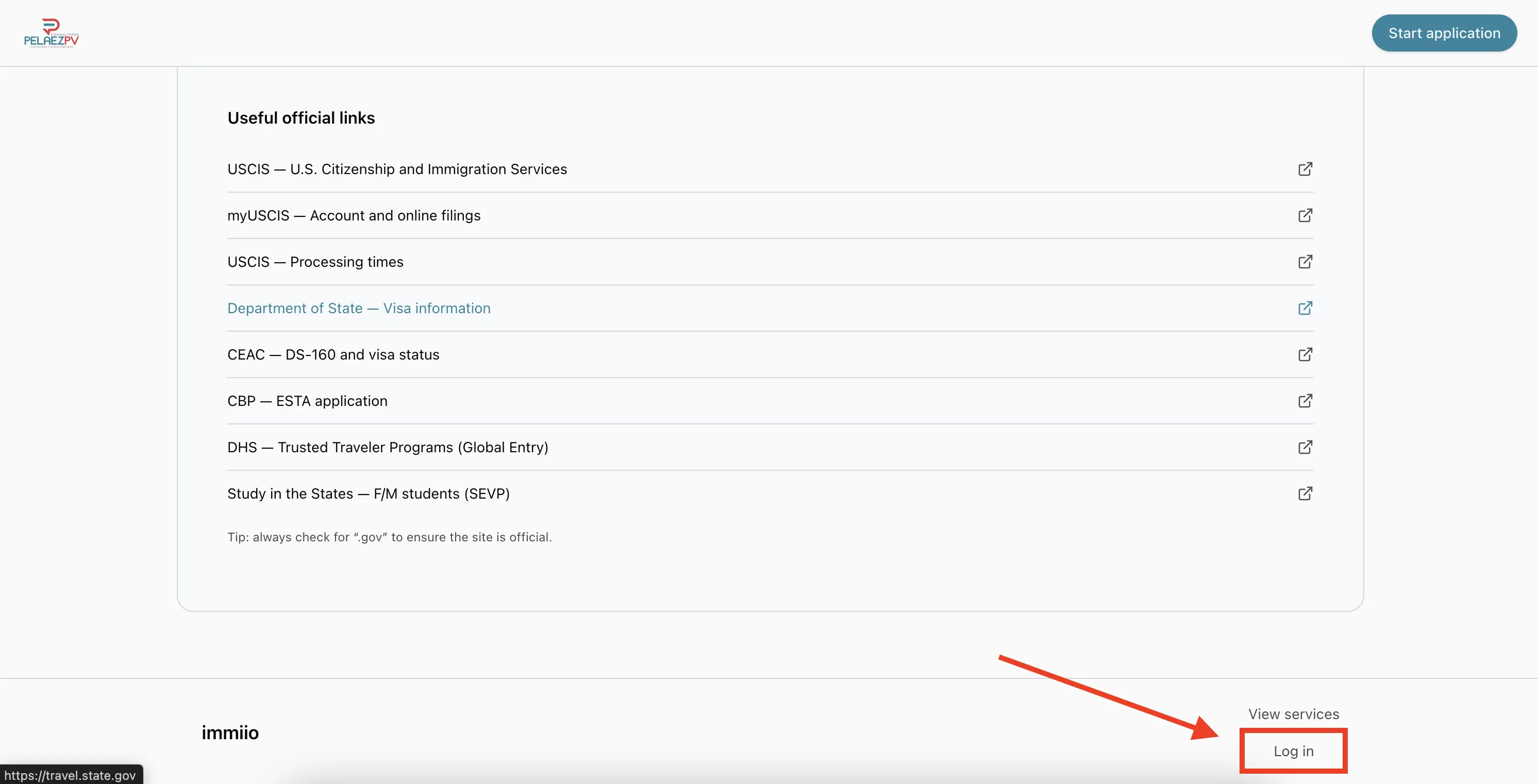 Main marketing page with login button